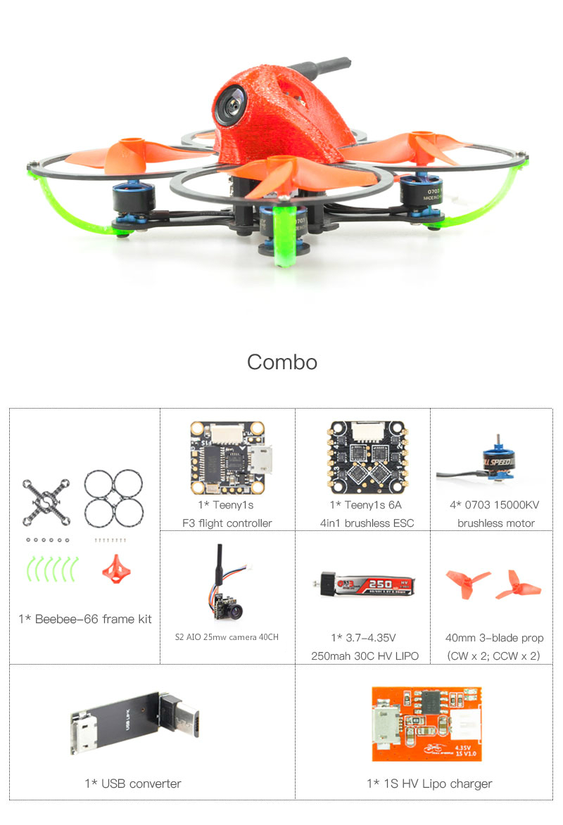 fsd beebee-66 1s fpv racing drone